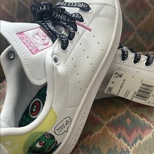 Adidas Stan Smith White Sneakers with Colorful Graphics